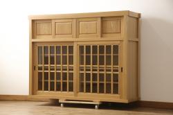 ラフジュ工房オリジナル　シンプルな書院戸をリメイクしたガラス戸棚(組子、収納棚、サイドボード)