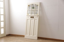 海外アンティーク　ペイント仕上げ限定　品格のあるデザインのアイアンフェンス入りドア1枚(建具、木製扉)(R-068510)
