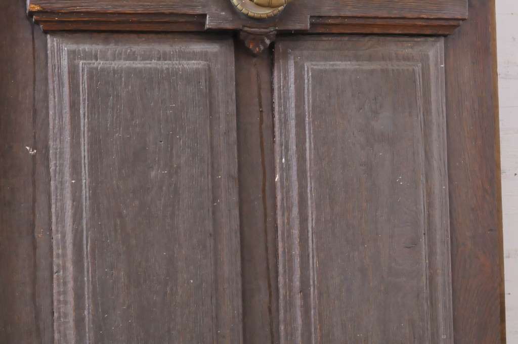 海外アンティーク　オーク材　特大!!品のあるデザインのアイアンフェンス入り両開きドア1対2枚セット(建具、木製扉)(R-068514)