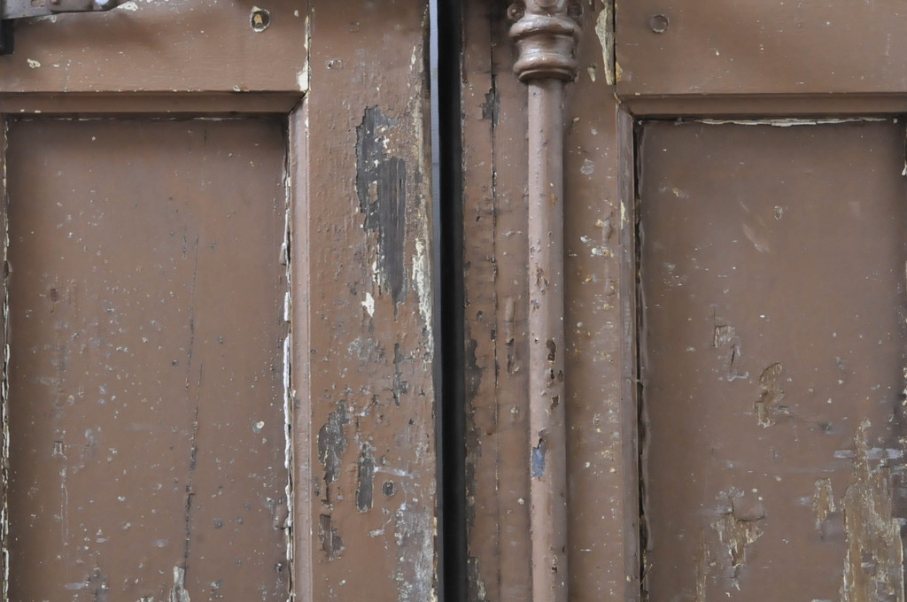 海外アンティーク　オーク材　特大!!品のあるデザインのアイアンフェンス入り両開きドア1対2枚セット(建具、木製扉)(R-068514)