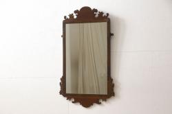 イギリスアンティーク　マホガニー材　個性的なデザインが魅力的なウォールミラー(壁掛け鏡)(R-060096)