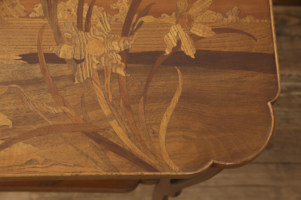 和製アンティーク　最高級　指物工芸家具　凝ったデザインが魅力の象嵌入りサイドテーブル(オケージョナルテーブル、デスク)(R-057543)