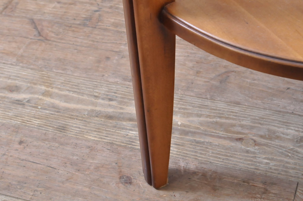 中古　フランス家具　円形　象嵌入り　クラシカルな雰囲気漂うサイドテーブル(ガラステーブル、ラウンドテーブル、丸テーブル、飾り台、花台、コーヒーテーブル)(R-067620)