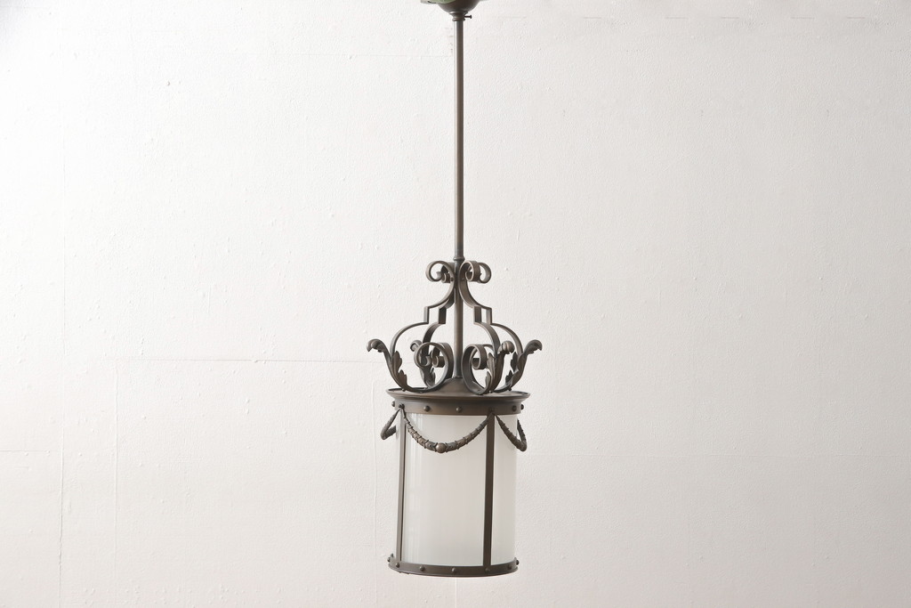 和製アンティーク　明治大正期　美品　ディティールにこだわったデザインが魅力!洋館で使われていた重厚な真鍮製天井照明(シャンデリア、吊り下げ照明、ペンダントライト)(R-057719)