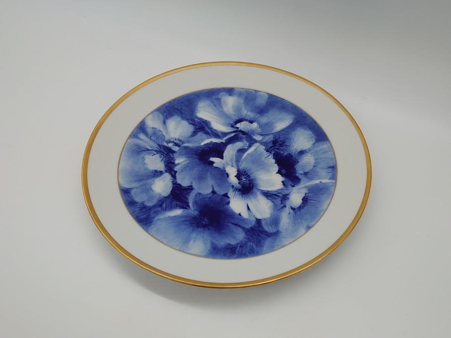 安い高評価R-061805　ドイツ　マイセン　Meissen　ひなげしの花　金彩　壁掛け　上品で清楚なタッチの花絵付けが見事な飾り皿(プレート、西洋陶磁器) マイセン