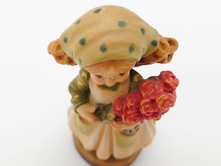 イタリア　ANRI(アンリ)　サラ&ケイ　「Ten roses for you」　牛　干支人形　優しい色合いが素敵な木彫り人形2体(ウシ、SarahKay、置物、ウッドドール)(R-069859)