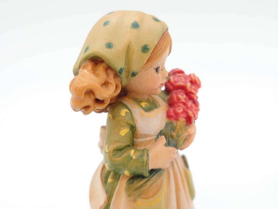 イタリア　ANRI(アンリ)　サラ&ケイ　「Ten roses for you」　牛　干支人形　優しい色合いが素敵な木彫り人形2体(ウシ、SarahKay、置物、ウッドドール)(R-069859)