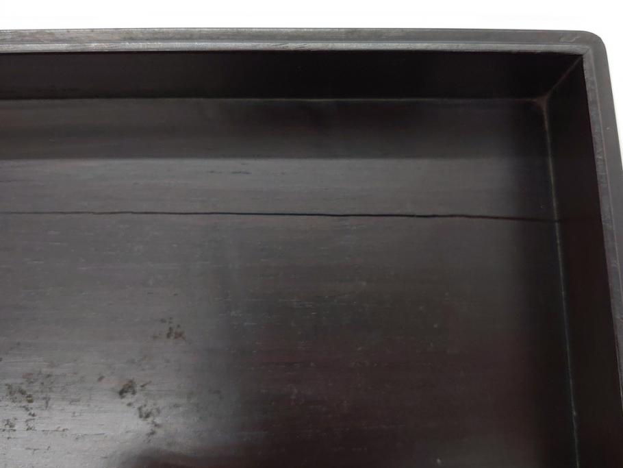 中国　古玩　唐木　紫檀　木製　象嵌　使い込むほどに深みが増してくる紫檀の硯箱(小箱、小物入れ、木箱)(R-061875)
