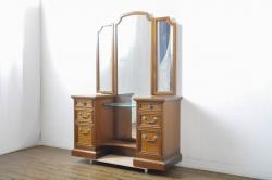 中古　DREXEL HERITAGE(ドレクセルヘリテイジ)　マホガニー材　姿見も兼ね備えた格調高く優美な佇まいのドレッサー(三面鏡、スタンドミラー、化粧台)(R-061399)