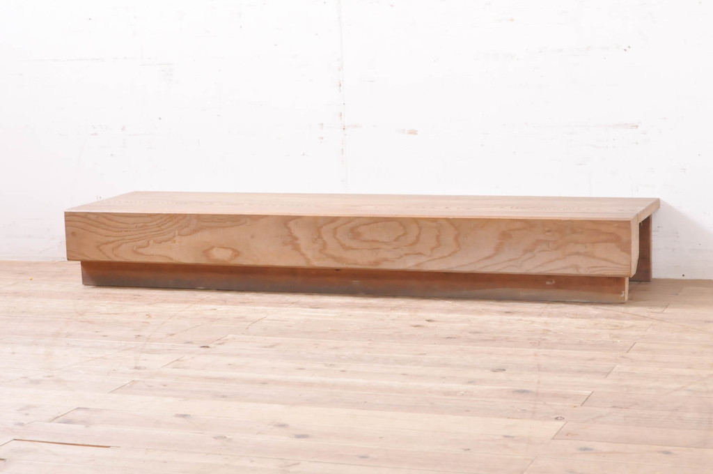 和製アンティーク 欅(ケヤキ)材 美しい杢目が目を惹くあがり框(飾り台 