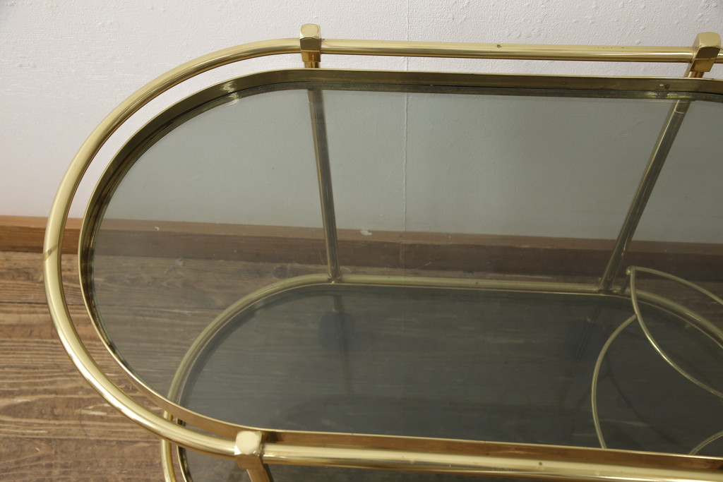 中古　イタリア輸入家具　繊細な曲線がエレガントなキャスターワゴン(サイドワゴン、サイドテーブル)(R-058245)