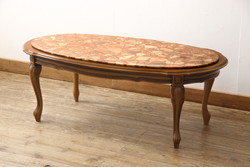 中古　イタリア輸入家具　美品　天板大理石　高級感ある佇まいが魅力的なセンターテーブル(リビングテーブル、ローテーブル)(R-057664)