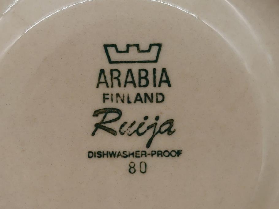 ARABIA FINLAND　Ruija(ルイージャ)　Ulla Procope(ウラ・プロコッペ)　優しさと温かみある絵付けが印象的なカップ&ソーサー3客セット(アラビア、フィンランド、Sモデル、北欧食器、C&S)(R-061947)