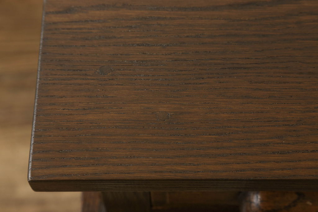 アンティーク家具　ナラ材製　上手物　組立式　立派な佇まいの木製両袖デスク(ワークデスク、オフィスデスク、机、在宅ワーク、在宅用)(R-061571)