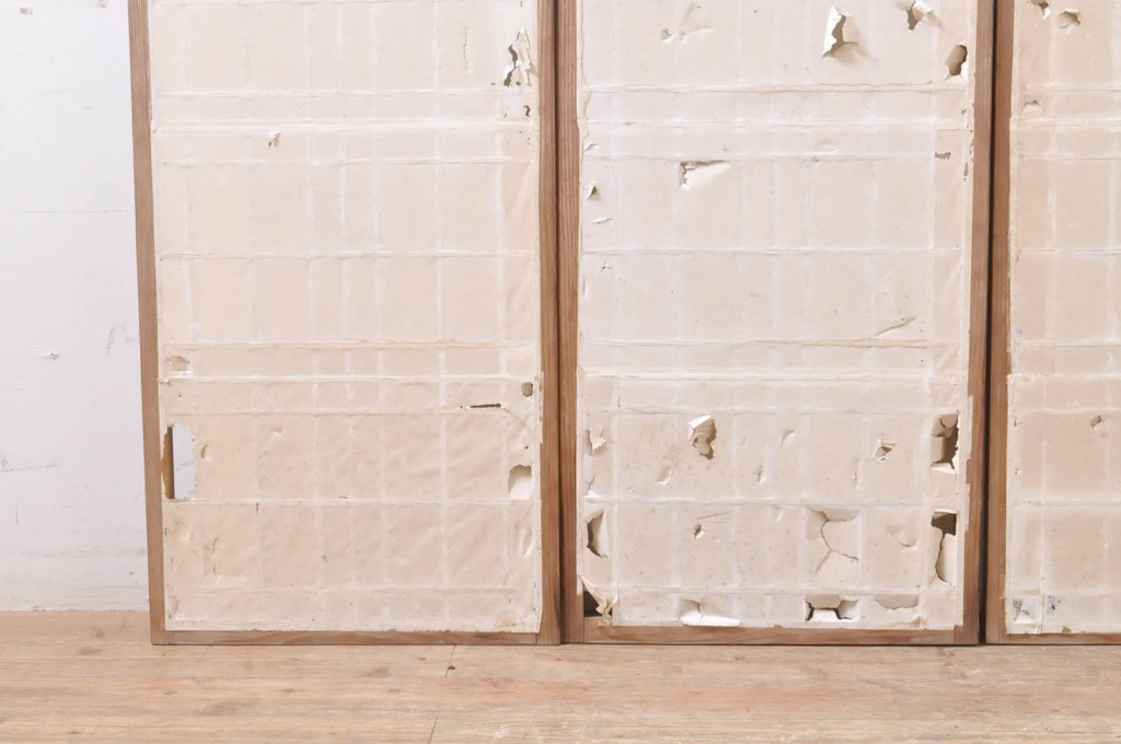 アンティーク建具　和の空間を演出する障子戸窓4枚セット(引き戸、書院戸)(R-069169)