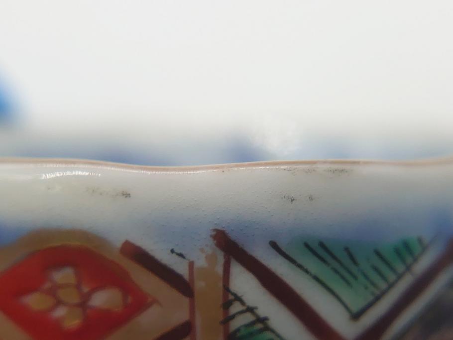幕末期　伊万里焼　色絵　染付　花鳥文　色彩とフォルムの美しさが食卓に華やぎをもたらす2寸猪口8客セット(輪花型、和食器)(R-062084)