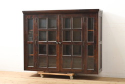 イギリスアンティーク　オーク材　品のある佇まいが美しいアールデコスタイルのキャビネット(戸棚、収納棚、飾り棚、英国)(R-074690)