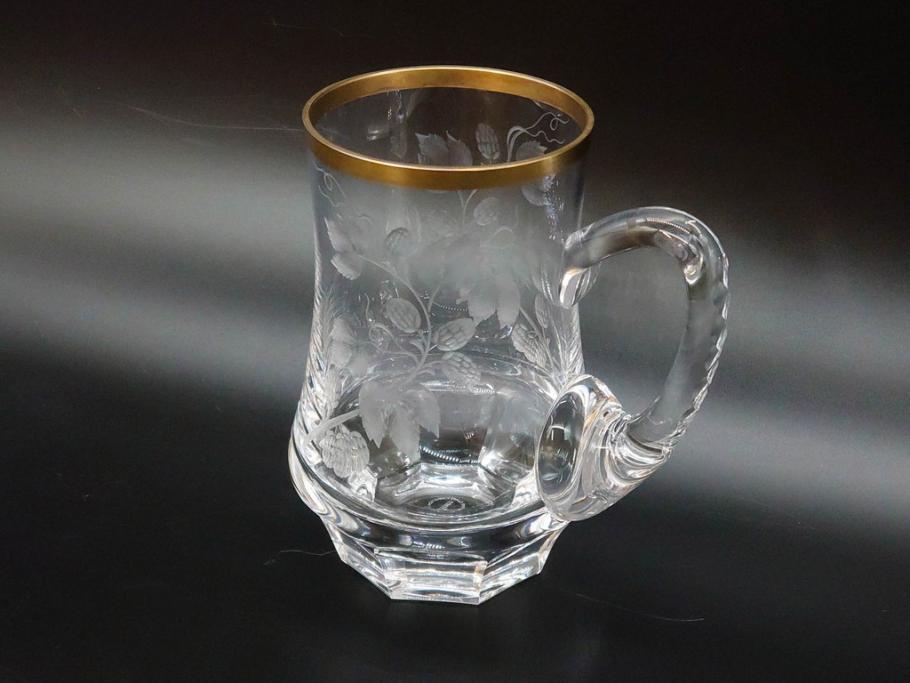 1985年 チェコ Moser モーゼル キリンビアマグコレクション コレクターズグラス 金彩 ビアジョッキ(KIRIN COLLECTORS  GLASS、グラヴィール、ガラス)(R-076725) | ラフジュ工房