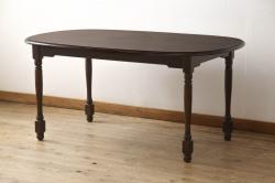 アンティーク家具　ナラ材　凝ったつくりの脚が魅力的なバタフライテーブル(ラウンドテーブル、コーヒーテーブル、ドロップリーフテーブル)(R-050355)
