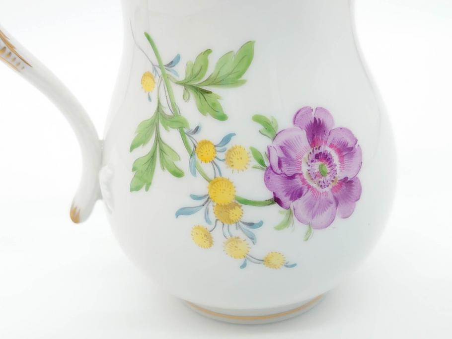 ドイツ　マイセン　Meissen　ベーシックフラワー　二つ花　大胆に描かれた花達が華やぎをもたらしてくれるクリーマー(洋食器、ミルクジャー、ミルクポット)(R-070191)