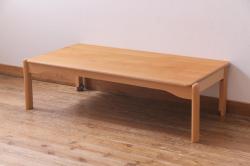 アンティーク家具　ヒノキ無垢材　シンプルな作りのペイント鉄脚テーブル(作業台、カウンターテーブル)(1)