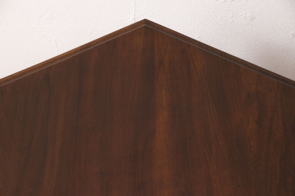 アメリカヴィンテージ　ウォールナット材　オケージョナルテーブル(サイドテーブル、サイドキャビネット、六角収納棚、ビンテージ)(R-049754)