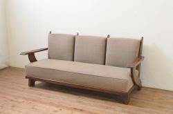 アンティーク家具　アンティーク　シンプルでおしゃれな木製フレームの3人掛けソファ