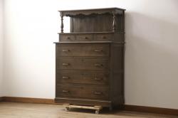 アンティーク家具　前面欅玉杢材　古い木製の小ぶりな時代戸棚