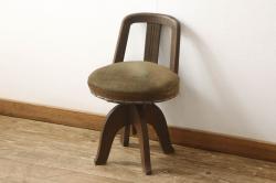 和製ヴィンテージ　民芸家具　チーク材　どっしりとした重厚感のあるチェア2脚セット(ダイニングチェア、椅子、ビンテージ)(R-049260)