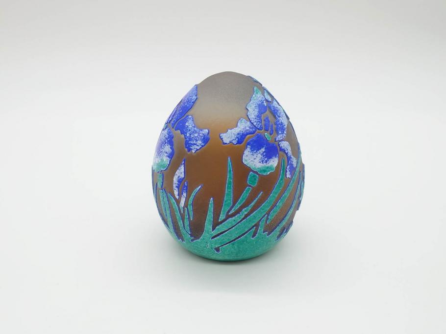 フランス　ラ・ロシェール　La Rochere　卵型　ガラス製　使いやすいデザインのペーパーウェイト(アイリス、置物、ディスプレイ)(R-070209)