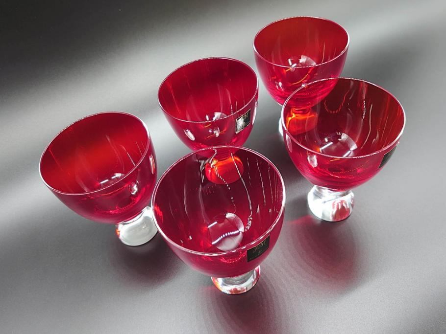 イギリス　ROYAL DOULTON(ロイヤルドルトン)　ジュリアン・マクドナルド(JM)　鮮やかな赤色が目を惹くイグナイトタンブラー5客セット(グラス、洋食器)(R-070261)