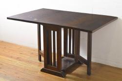 イギリスビンテージ　メレデュー社(meredew)　チーク材　拡張式　シンプルで使いやすいデザインのダイニングテーブル(エクステンションテーブル、4人掛け、6人掛け、8人掛け、伸長式テーブル、食卓、作業台、ヴィンテージ)(R-065149)