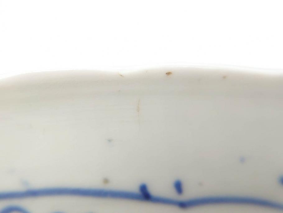 江戸期　古伊万里　染付　松竹梅文　5.1寸　約16cm　繊細に描かれた線描が美しい中皿5枚セット(和食器、和皿、五寸一分)(R-070398)