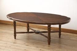 中古　美品　DREXEL HERITAGE(ドレクセルヘリテイジ)　美しい木目が印象的なセンターテーブル(ローテーブル、リビングテーブル)(R-058640)