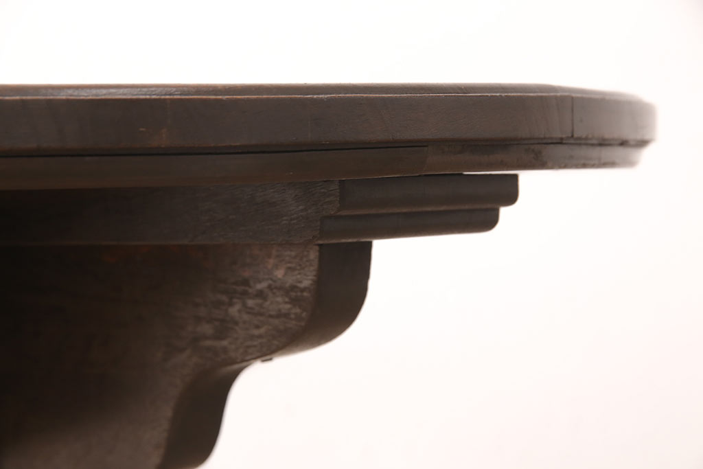 和製アンティーク　希少　ナラ材　大正ロマンの雰囲気漂う上手物のラウンドテーブル(コーヒーテーブル、サイドテーブル)(R-049284)