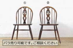 アンティーク雑貨　和製アンティーク　古いナラ材の木製スツール(丸椅子、チェア、花台)(2)