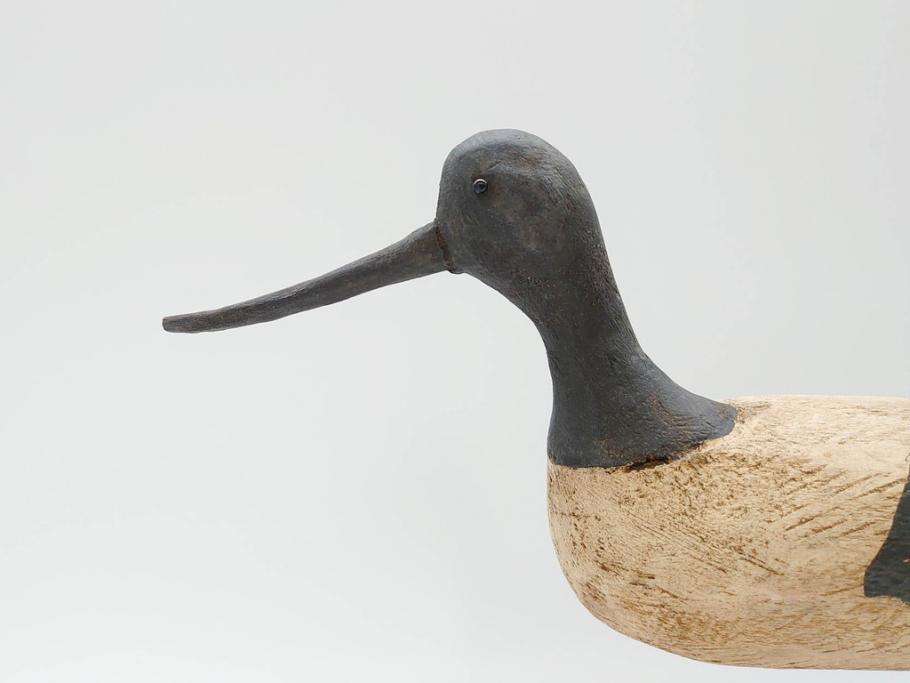 アンティーク　木彫り　鳥　つぶらな瞳が可愛らしいデコイ(置物、模型、彫刻)(R-070483)