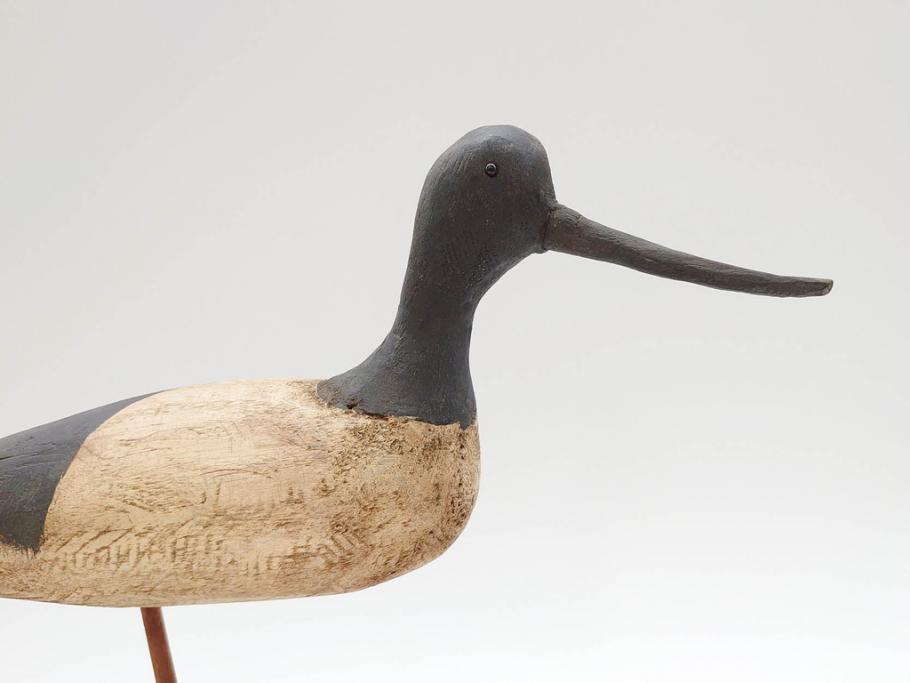 アンティーク　木彫り　鳥　つぶらな瞳が可愛らしいデコイ(置物、模型、彫刻)(R-070483)