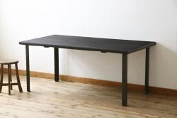 和製アンティーク　シンプルなつくりで取り入れやすい正方形の作業台(ダイニングテーブル)(R-053167)