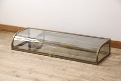 レトロ家具　欅材　モールガラス使用のレトロな食器棚(キャビネット・本箱・ブックケース)