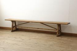 アンティーク家具　イギリスアンティーク　オーク材の折り畳み式3人掛けチャーチベンチ(2)