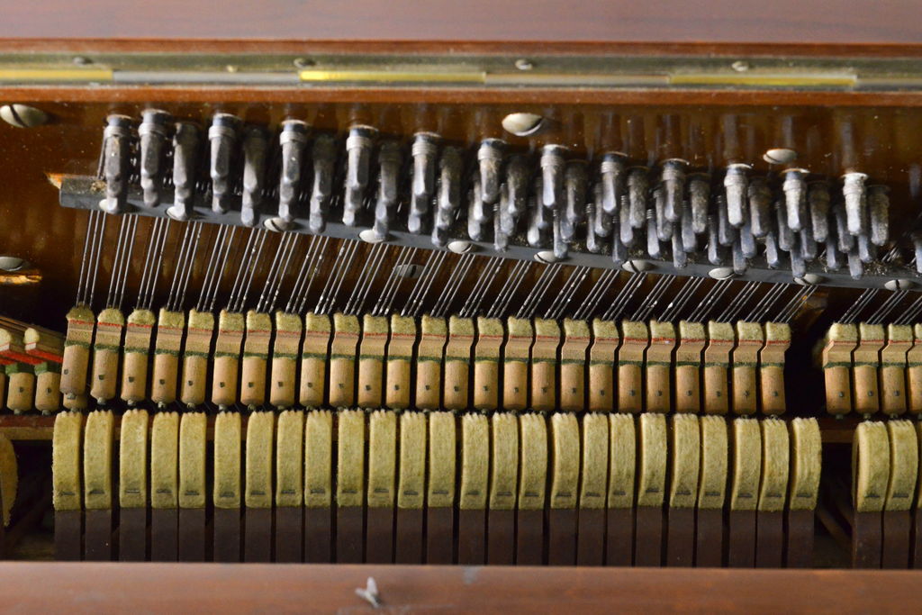 アメリカアンティーク　ジャンク品　ニューヨーク　George Steck & Co.(ジョージ・ステック社)　象嵌入りのアンティークピアノ(オブジェ、ディスプレイ)(R-062395)