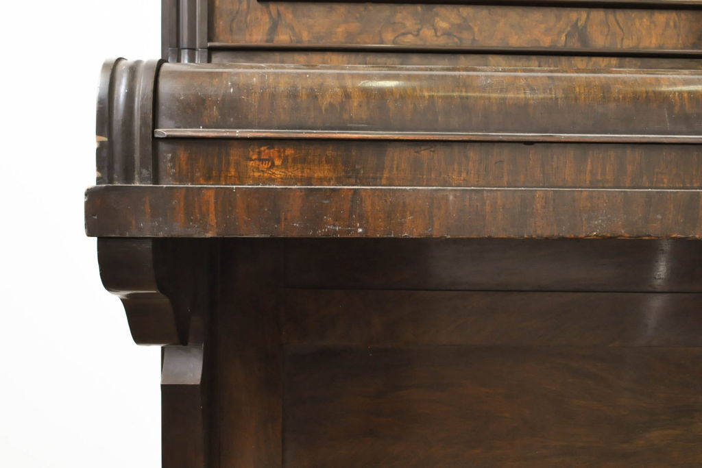 ジャンク品　Albert Hanson(アルバート・ハンソン)　エレガントな装飾が素敵なアンティークピアノ(オブジェ、ディスプレイ)(R-062493)