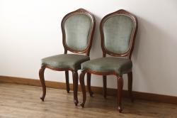 和製アンティーク　レトロな雰囲気漂う合皮のチェア2脚セット(椅子、イス)(R-065803)