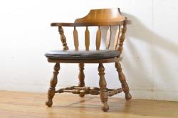 中古　北海道民芸家具　HM620　滑らかな木肌が上品なラダーバックチェア(椅子、ダイニングチェア)(R-039517)