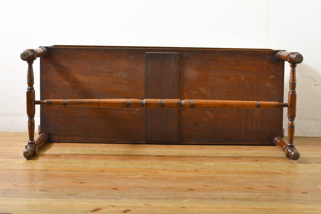 イギリスアンティーク　ウォールナット材　ゴブラン織りの座面がかわいらしい収納付きベンチ(長椅子、コファー、スツール、イス、チェア、2人掛け)(R-063346)