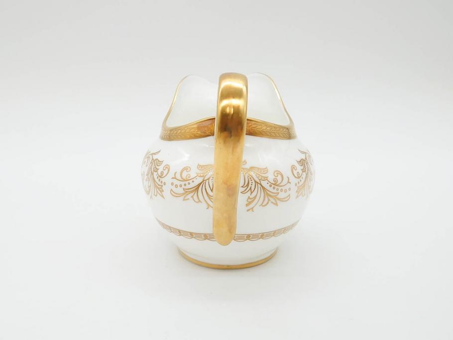 イギリス　AYNSLEY(エインズレイ)　Imperial Gold(インペリアルゴールド)　金の繊細なデザインが上品な雰囲気を醸し出すティーポット&シュガーポット&クリーマー3点セット(ミルクジャー、ミルクポット、ボンボン入れ、洋食器)(R-070629)