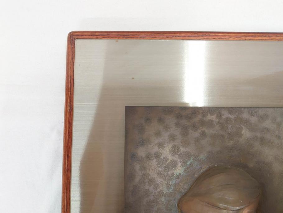 金工芸術家　若山裕昭(HIROAKI WAKAYAMA)　「裸婦」 1985 METAL WORK　なめらかな曲線が美しいブロンズレリーフ(銅板、置物、オブジェ、箱付き)(R-070729)