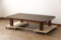 アメリカビンテージ　ガラストップ　すらっと伸びる猫脚がスタイリッシュなネストテーブル(サイドテーブル、カフェテーブル、コーヒーテーブル、ローテーブル、ヴィンテージ)(R-072695)