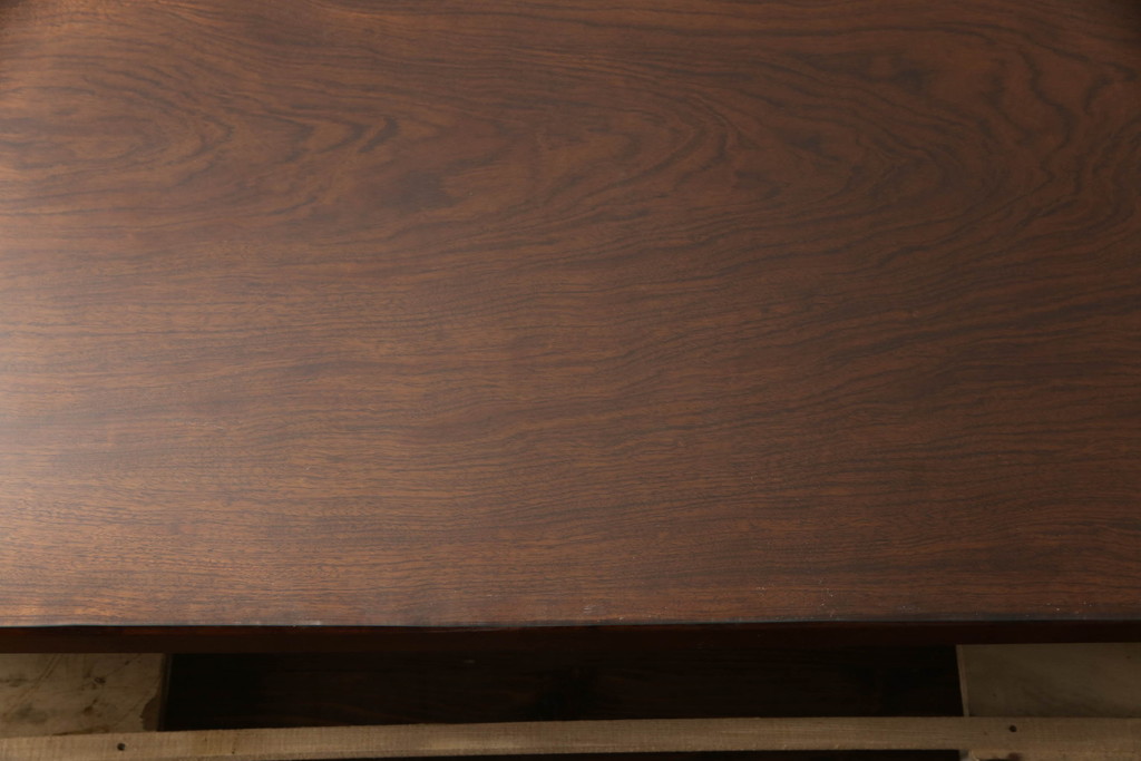 和製ビンテージ　花梨(カリン)材　ガラス天板付き　和モダンデザインのシンプルな1枚板座卓(ローテーブル、リビングテーブル、センターテーブル、一枚板、ヴィンテージ)(R-070444)